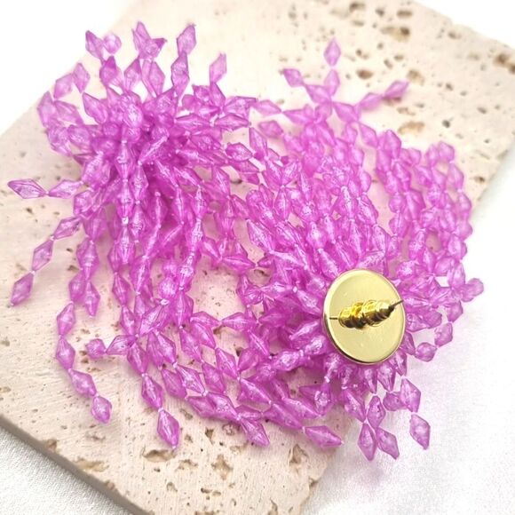 New ANTHRO Lavender beaded Waterfall fringe tassel drop earrings - Picture 7 of 11